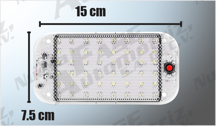 LAMPARA INTERIOR (15x7.5 cms) LEDS CLAROS C/SWITCH 12-24 Volts CHINA/200
