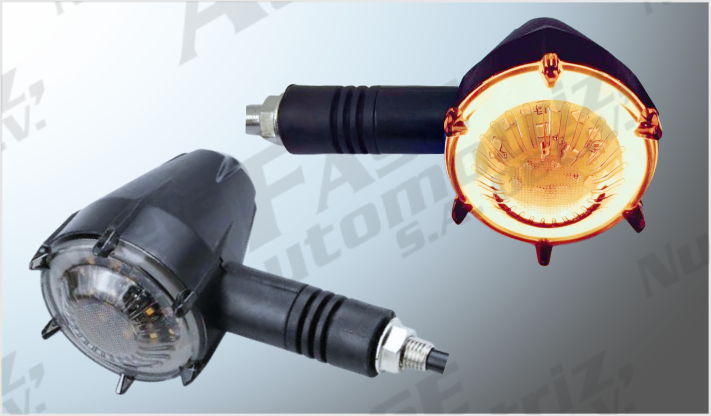 LUZ DIRECCIONAL P/MOTOCICLETA HUMO 15 AMBAR (6 cms) C/OJO DE ANGEL AMBAR 12 Volts CHINA /250
