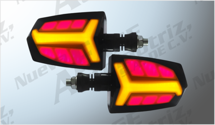 LUZ DIRECCIONAL P/MOTOCICLETA HUMO AZUL-AMBAR (12 x cms) FIBRA DE CARBONO 12 Volts CHI/250