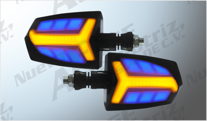 LUZ DIRECCIONAL P/MOTOCICLETA HUMO ROJO-AMBAR (12 x cms) FIBRA DE CARBONO 12 Volts CHI/250