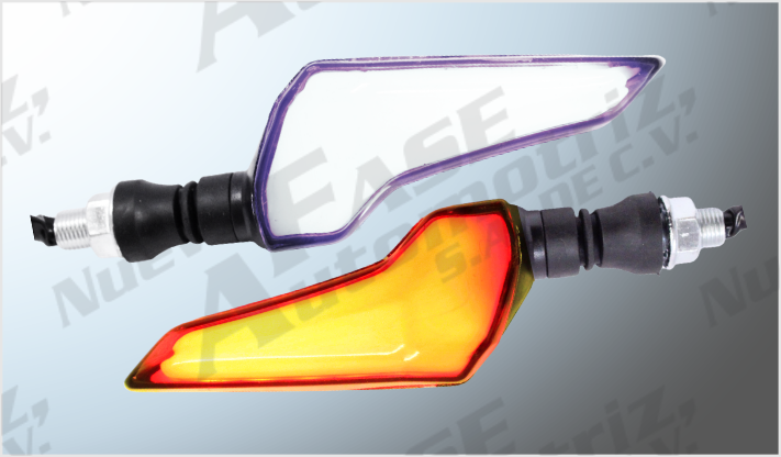 LUZ DIRECCIONAL P/MOTOCICLETA PLASMA AMBAR-CLARA (10x5 cms) 12 Volts CHINA /100