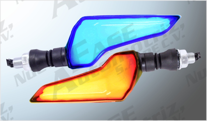LUZ DIRECCIONAL P/MOTOCICLETA PLASMA AMBAR-AZUL (10x5 cms) 12 Volts CHINA /100