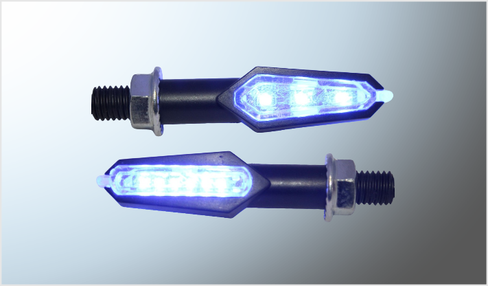 LUZ DIRECCIONAL P/MOTOCICLETA 9 LEDS AZULES 2 CARAS (6 cms) CHINA /250