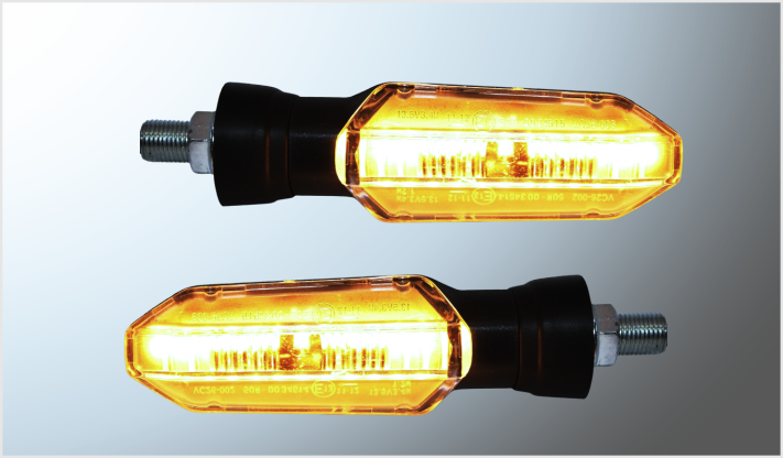 LUZ DIRECCIONAL P/MOTOCICLETA 12 LEDS AMBAR (10x3 cms) 12 Volts CHINA /200