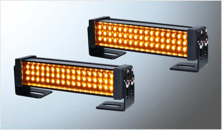 BARRA LED MINI 102 HYPERLEDS AMBAR- AMBAR (2 piezas) REC. (14x3x3 cms) 9-36 Volts FUNC. C/SWITCH/30