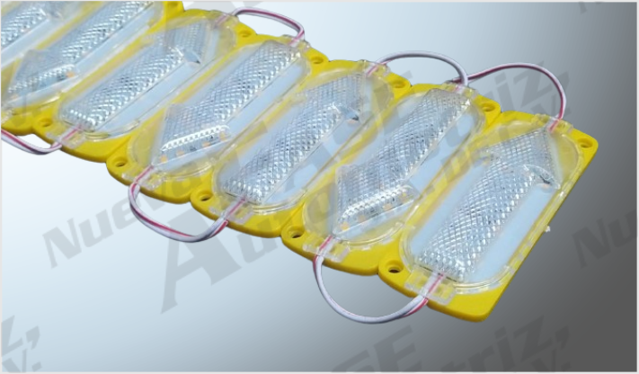 LUZ MODULO"FLECHA" 3M "PROJECK" 15 LEDS AMBAR ESTROBO V (10 PZAS) 10.4x3.8 cms CHI/100