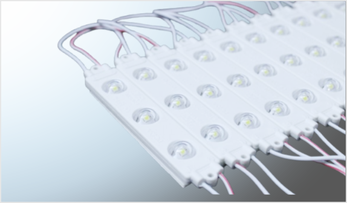 LUZ MODULO C/ADHESIVO 3 LEDS "PROJECK" (10.5x 2 cms) BOTON ROJO (10 PZAS) 12 Volts CHINA /1