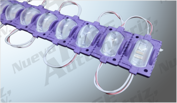 LUZ MODULO PLANO 3M "PROJECK" 3 SMD 5730 MORADO C/AUMENTO 12 Volts (20 PZAS) 5x2.8cms /1