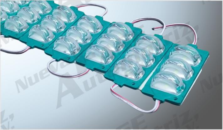 LUZ MODULO PLANO TRIPLE C/ADHESIVO 3M "PROJECK" 3 SMD 5730 C/AUMENTO 12V (20 PZAS) 7.3x3.7 cms