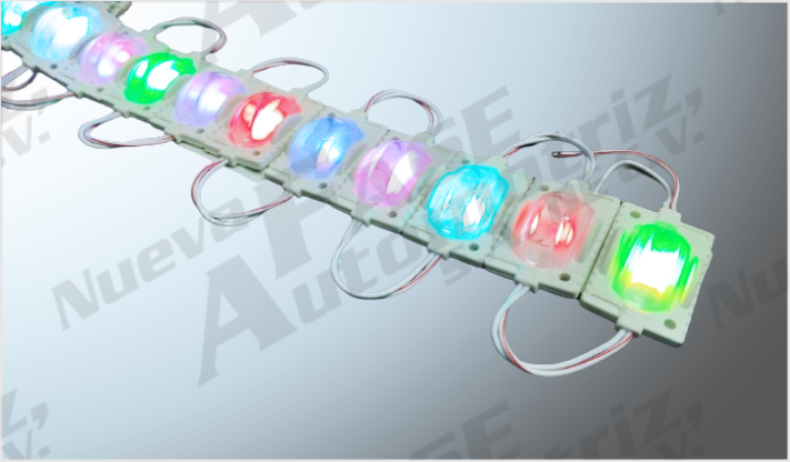 LUZ MODULO PLANO 3M "PROJECK" 3 SMD 5730 RGB C/AUMENTO 24 Volts (20 PZAS) 5x2.8cms /1