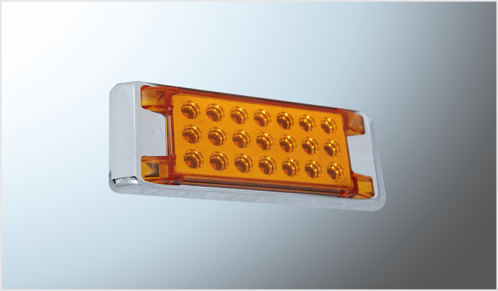 PLAFON P/ATORNILLAR RECT. "Mr. TRUCK" 21 LEDS AMBAR (15.5 x 5.5 cms) 12-24 Vols ALTA-BAJA-ESTROBO CHINA /100