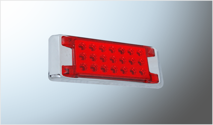 PLAFON P/ATORNILLAR RECT. "Mr. TRUCK" 21 LEDS ROJOS (15.5 x 5.5 cms) 12-24 Vols ALTA-BAJA-ESTROBO CHINA /100