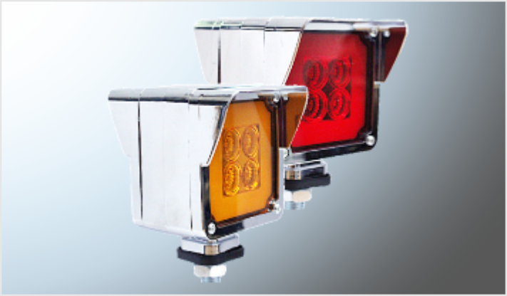 DIREC. "Mr.TRUCK" CROM. T/KW MINI GEL 8 LEDS AMBAR-ROJO 12-24V VISERA FIJO-ALTA-BAJA- ESTROBO