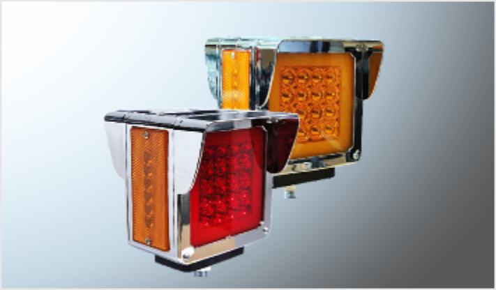 DIREC. "Mr.TRUCK" CROMADO C/VISERA T/KW GEL 32 LEDS LUPA + 6 LEDS LATERALES AMBAR- ROJO FIJA-ALTA-BAJA- ESTROBO 12-24 Volts DER. BLIS CHINA/20