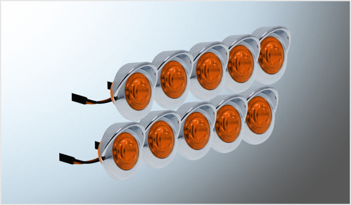 PLAFON (PILOTO) RED. TABLERO (2.9 cms) 1 LEDS AMBAR C/VISERA CROMADA Y CABLE 12-24 Volts (10 pzas) CHINA /10