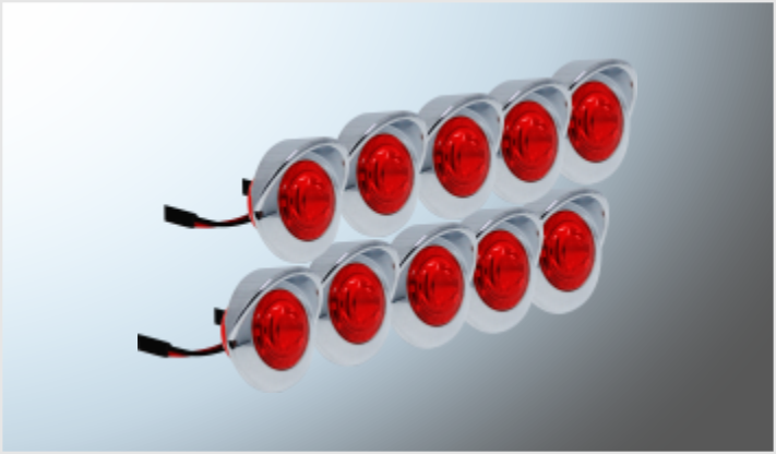PLAFON (PILOTO) RED. TABLERO (2.9 cms) 1 LEDS C/VISERA CROMADA CABLE REFORZADO 12-24 Volts (10 pzas) CHINA /10