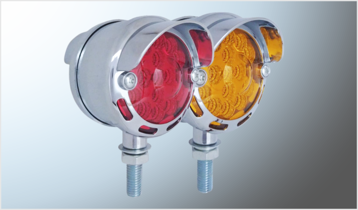 DIREC. RED.3" "Mr. TRUCK" C/VISERA CROM. LEDS AMBAR-ROJO ALTA- BAJA-ESTROBO 12-24 V IZQ.
