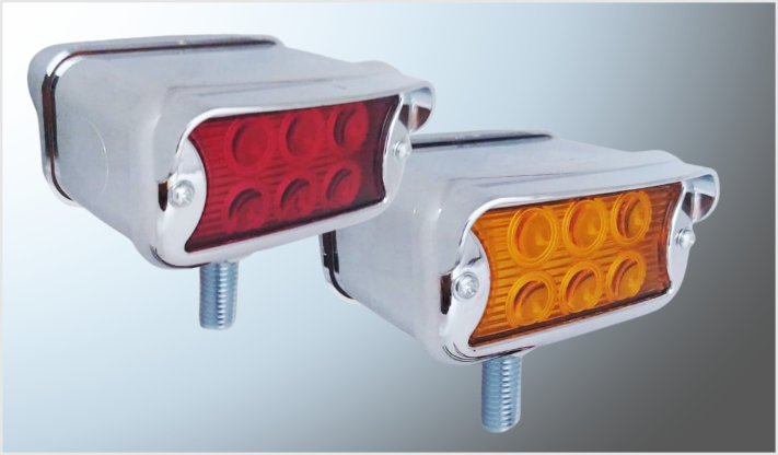 PLAFON DIREC. "Mr. TRUCK" RECT. (8x4 cms) 12 LEDS AMBAR- ALTA-BAJA-ESTROBO 12-24 Volts