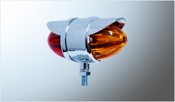 PLAFON PUNTA ZEPPELIN "Mr. TRUCK" AMBAR-ROJO CROM. 12-24 Volts ALTA-BAJA-ESTROBO DOBLE VISTA CHINA /24