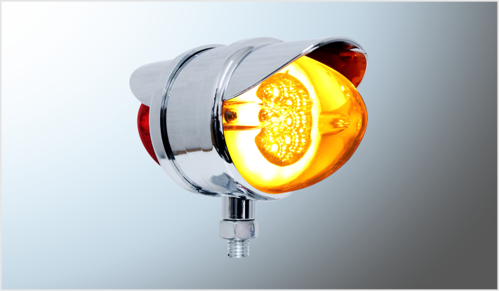 PLAFON PUNTA ZEPPELIN "Mr. TRUCK" 18 LEDS+ARO PLASMA AMBAR-ROJO CROM. 12-24 Volts ALTA-BAJA-ESTROBO DOBLE VISTA CHINA /20