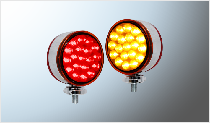 DIREC. CROMADO REDONDO 38 LEDS FIJO- ESTROBO 12-24 Volts BLISTER CHINA /100