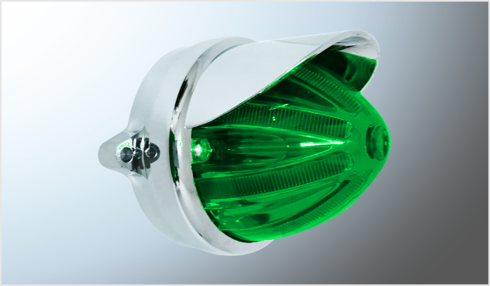 PLAFON PUNTA ZEPPELIN TRUCK" CHICO VERDE (7.5 x 7.5 cms) ALTA-BAJA- ESTROBO 12-24 Volts C/VIS/50