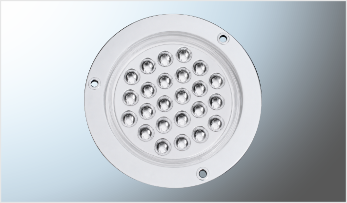 PLAFON P/ATORNILLAR REDONDO "MR. TRUCK" 4" 24 LEDS CLAROS C/ESTROBO CROMADO 12 Volts CHINA /40