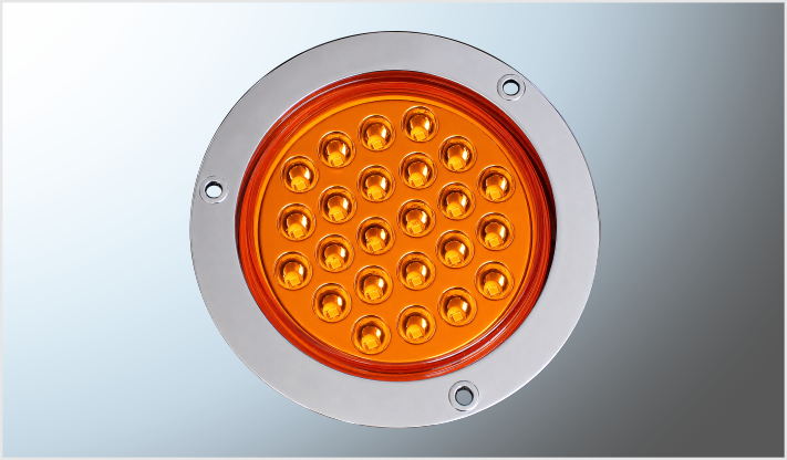 PLAFON P/ATORNILLAR REDONDO "MR. TRUCK" 4" LEDS AMBAR ALTA-BAJA ESTROBO CROMADO 12 V CHINA /40