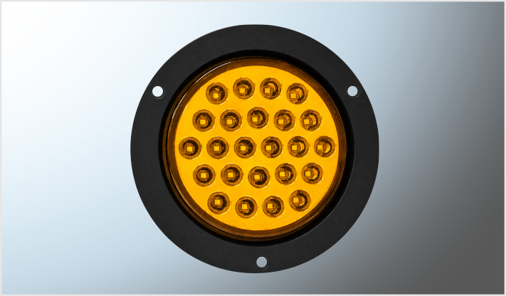 PLAFON P/ATORNILLAR REDONDO "MR. TRUCK" 4" 24 LEDS AMBAR C/ESTROBO NEGRO 12 Volts CHINA /40