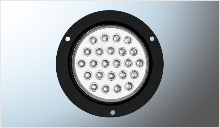 PLAFON P/ATORNILLAR REDONDO "MR. TRUCK" 4" 24 LEDS CLAROS C/ESTROBO NEGRO 12 Volts CHINA/40