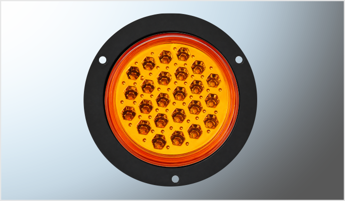 PLAFON P/ATORNILLAR REDONDO 4" "Mr. TRUCK" PLAST. NEGRO 24 LEDS AMBAR 12 Volts ALTA-BAJA DOBLE BLISTER CHI/40
