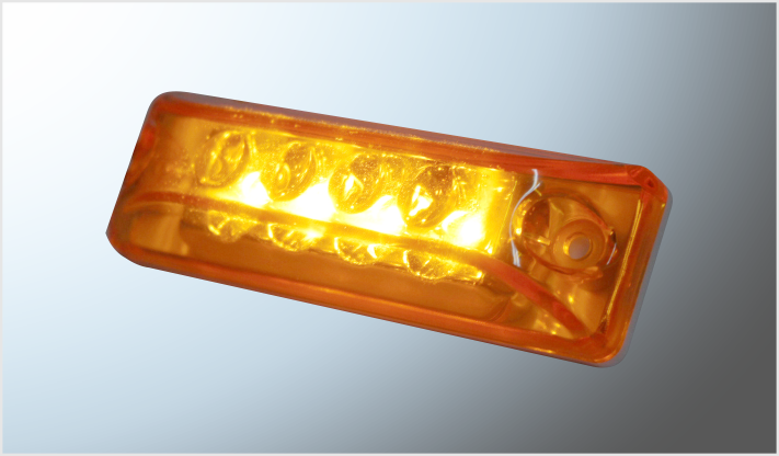 PLAFON REACTANGULAR TRUCK" 4 LEDS AMBAR (10x2.5 cms) FIJO- ESTROBO12-24 Volts EN BLISTER CHINA/100