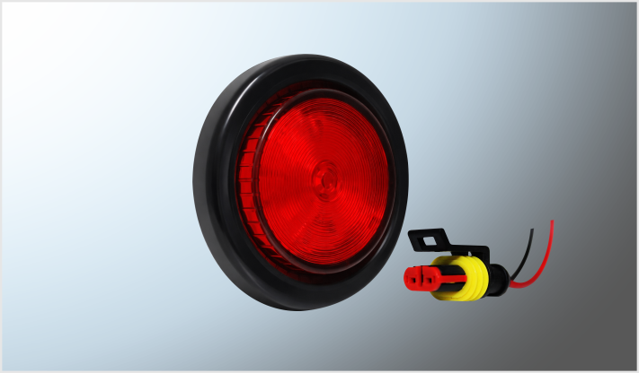 PLAFON EMBUTIR 2" 3 LEDS ROJO FIJO C/CONECTOR 12-24 Volts CHINA /200