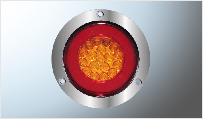 PLAFON P/ATORNILLAR RED. 4" "Mr. TRUCK" DUAL 18 LEDS AMBAR-ROJOS + GEL 12-24 V ALTA-BAJA- ESTROBO/40