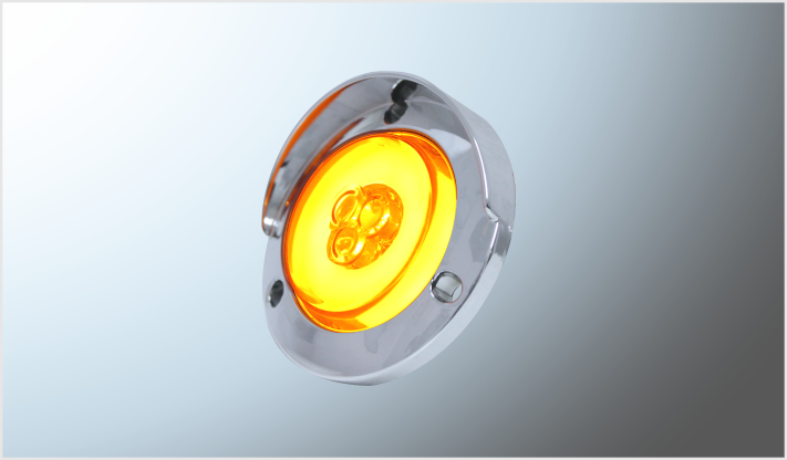 PLAFON P/ATORNILLAR 2" "Mr. TRUCK" 3 LEDS + GEL AMBAR FIJO- ESTROBO 12-24 Volts C/VISERA /100