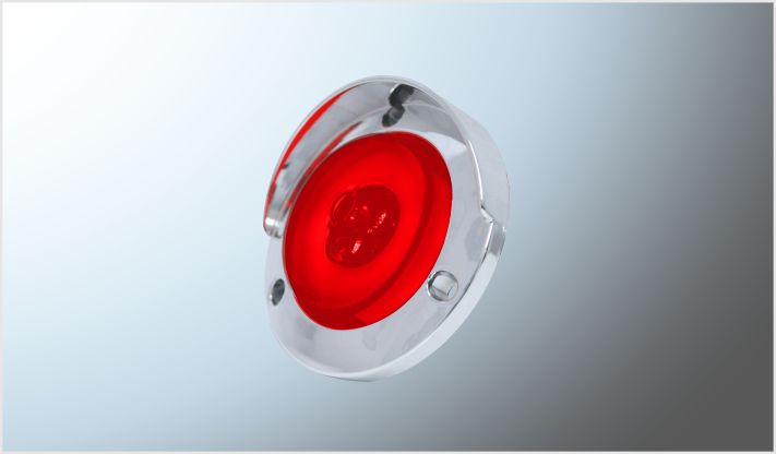 PLAFON P/ATORNILLAR 2" "Mr. TRUCK" 3 LEDS + GEL ROJO FIJO- ESTROBO 12-24 Volts C/VISERA /100