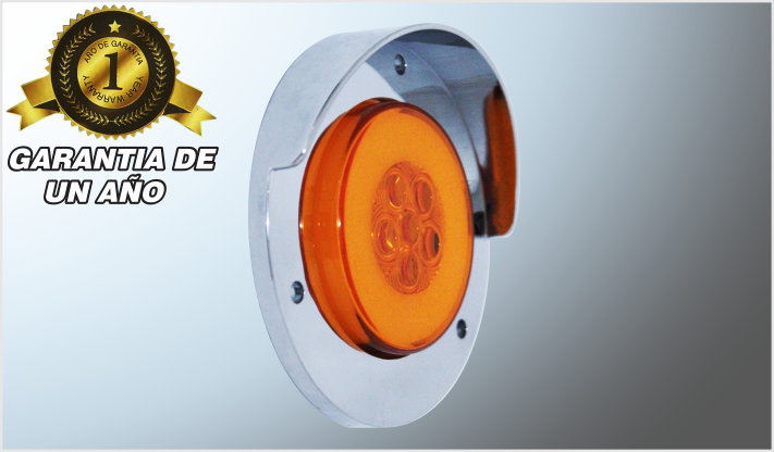 PLAFON P/ATORNILLAR 2.5" "Mr. TRUCK" LEDS + GEL AMBAR FIJO- ESTROBO 12-24 Volts C/VIS/100