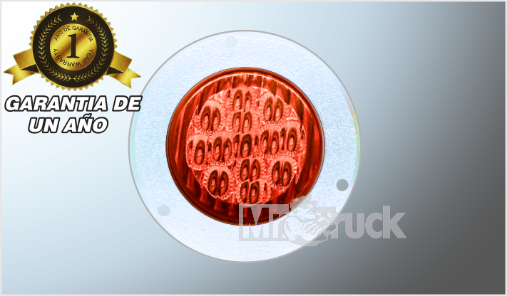 PLAFON P/ATORNILLAR 2.5" "Mr. TRUCK" FIJO Y ESTROBO CROMADO 13 LEDS ROJOS 12 Volts T/PANAL/100