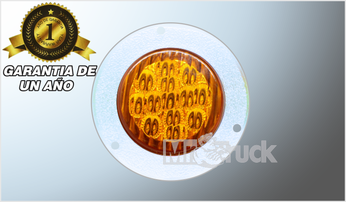 PLAFON P/ATORNILLAR 2.5" "Mr. TRUCK" FIJO Y ESTROBO CROMADO 13 LEDS AMBAR 12 Volts T/PANAL/100