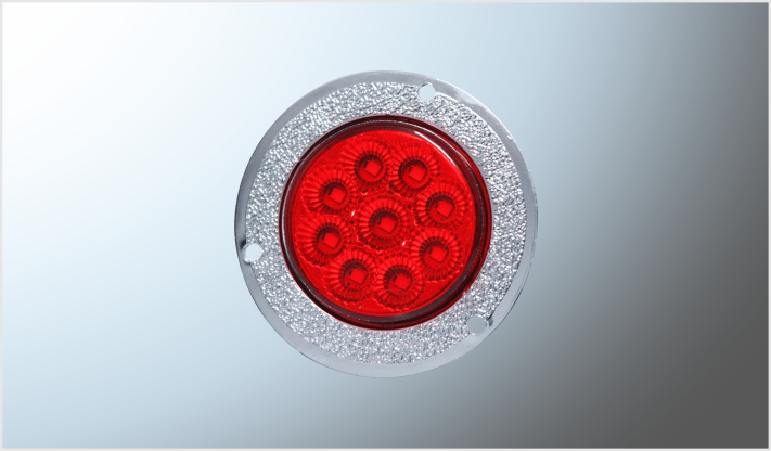 PLAFON P/ATORNILLAR RED. 2 " "Mr. TRUCK" FIJO Y ESTROBO CROMADO 9 LEDS ROJO 12 Volts T/PANAL/100