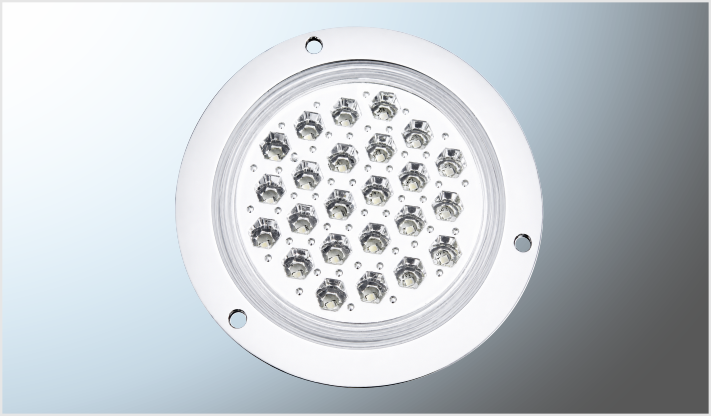 PLAFON P/ATORNILLAR RED. 4" "MR. TRUCK" CROM.24 LEDS CLAROS 12-24 Volts /100