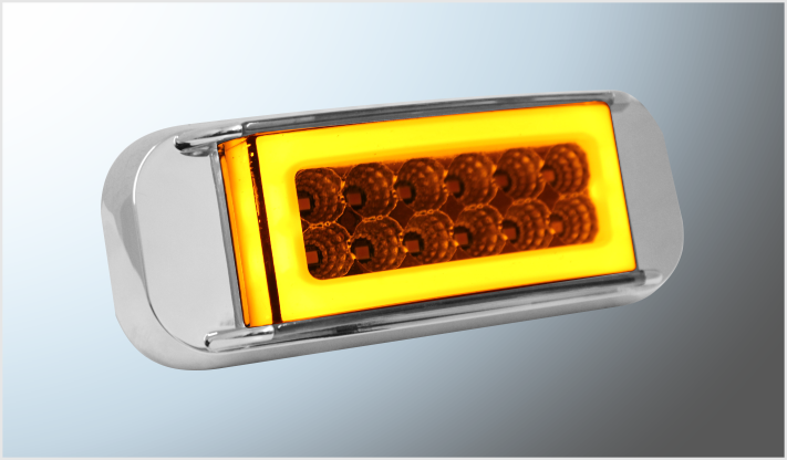 PLAFON P/ATORNILLAR 6" "Mr. TRUCK" RECT. AMBAR 12 LEDS+PLASMA FIJO- ESTROBO-ALTA-BAJA C/BICEL 12-24 Volts CHINA /100