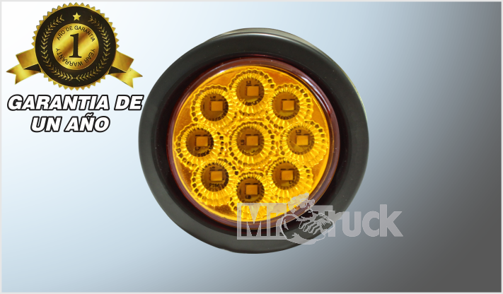 PLAFON EMBUTIR REDONDO 2" "Mr. TRUCK" FIJO HULE NEGRO 9 LEDS AMBAR 12 Volts T/PANAL CHINA /40