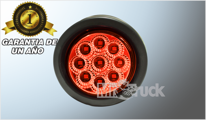 PLAFON EMBUTIR REDONDO 2" "Mr. TRUCK" FIJO Y ESTROBO HULE NEGRO 9 LEDS ROJOS 12 Volts T/PANAL CHINA/