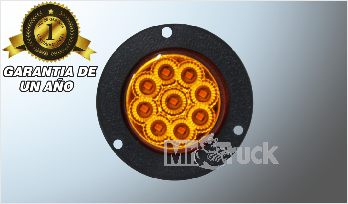 PLAFON P/ATORNILLAR REDONDO 2" "Mr. TRUCK" FIJO PLASTICO NEGRO 9 LEDS AMBAR 12-24 Volts T/PANAL CH