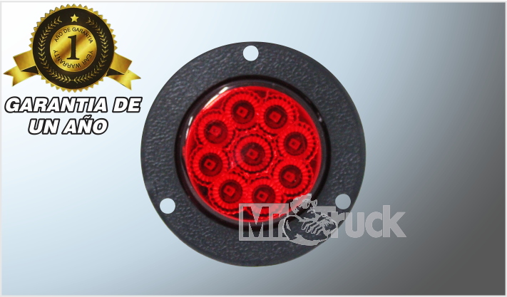 PLAFON P/ATORNILLAR REDONDO 2" "Mr. TRUCK" FIJO PLASTICO NEGRO 9 LEDS ROJOS 12-24 Volts T/PANAL CH/