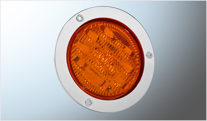 PLAFON P/ATORNILLAR REDONDO 4" "Mr. TRUCK" CROMADO 18 LEDS AMBAR EXPANSIVO- ESTROBO 12V CHI/40