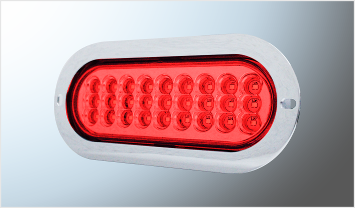 PLAFON P/ATORNILLAR 6.3" "MR. TRUCK" CROM.27 LEDS ROJOS ALTA-BAJA-ESTROBO 12- 24Volts CHI/40