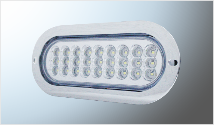 PLAFON P/ATORNILLAR 6.3" "MR. TRUCK" CROM.27 LEDS CLAROS ALTA-BAJA-ESTROBO 12- 24Volts CHI/40