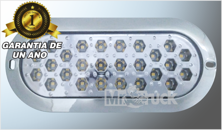 PLAFON P/ATORNILLAR OVALADO 6.3" "Mr. TRUCK" CROMADO 26 LEDS CLAROS 12V DOB. BLIS. CHINA/40